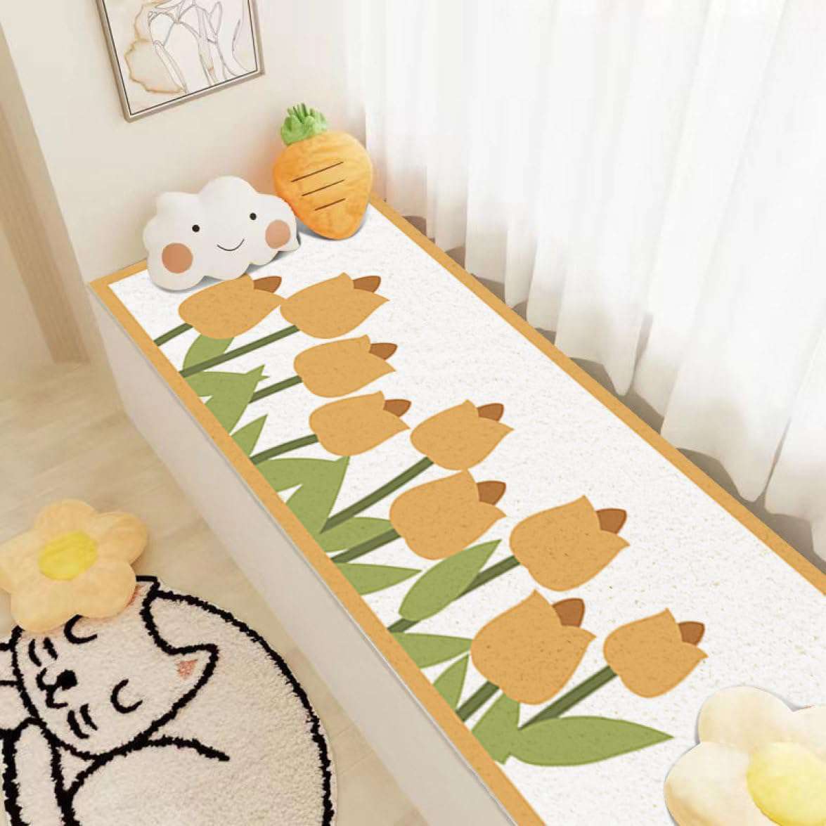 インテリア カーペット 中華風 美しい花 鳥 クジャク 山水 画 梅の花 豪華 60*120cm 絵柄 おしゃれラグ..