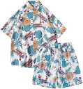 夏 アロハシャツ セットアップ メンズ 柄付き 半袖シャツ+ショートパンツ 2点セット 日焼け止め 軽量 通気性 旅行 ビーチウェア リゾート カジュアルシャツ おしゃれ 大きいサイズ
