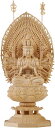 仏像 千手観音 仏壇仏像 桧木製 木彫り 置物 専属千手光背 八角台座 子年 守り本尊 祈る 厄除け(高さ28cm×巾12cm×奥行12cm)