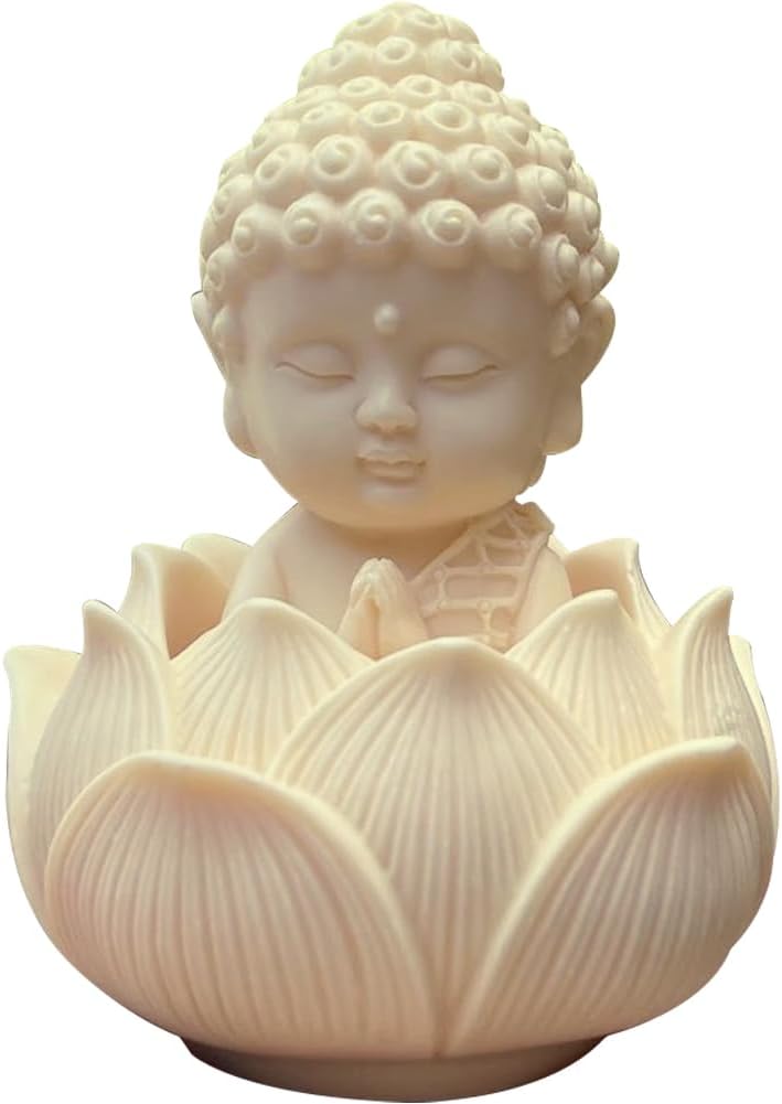 釈迦 お釈迦様 如来像 厄除け 座像 風水 仏像 ミニ お守り 開運 祈る ココヤシの果実 仏壇 玄関 置物 ボックス付 (白・蓮台座付)