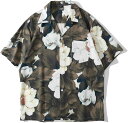 アロハシャツ 総柄 メンズ 半袖 開襟シャツ 夏 ゆったり 花柄シャツ 折り襟 トップス レトロ キューバシャツ ハワイアン 速乾 通気 汗染め防止 UVカット ビーチシャツ 海 リゾート お祭り