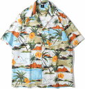 花柄シャツ メンズ 夏 半袖シャツ 総柄プリント ハワイアン アロハシャツ 折り襟 薄手 トップス カジュアルシャツ ゆったり 汗染め防止 日焼け止め キューバシャツ オシャレ ビーチシャツ 海
