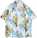 ビーチシャツ メンズ 花柄シャツ 総柄 夏 アロハシャツ 半袖 ハワイ風 日焼け止め カジュアル 涼しい 羽織り 通気速乾 サマーシャツ ユニセックス ゆったり おおきいサイズ リゾート 花火大会 お