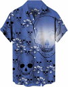 メンズ シャツ 半袖 夏 アロハシャツ ボタンダウン 骸骨 カッターシャツ ポロシャツ プリントシャツ 大きいサイズ 夏服 夏 ゆったり 大きいサイズ チェック 柄 ビジネス