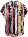 アロハシャツ メンズ ストライプ 半袖 大きいサイズ 5XL 派手 シャツ オーバーサイズ 総柄 吸汗 速乾 日焼け止め 人気 Tシャツ コットン ファッション 夏 サマー イベント