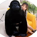 ゴリラ 生々しい ぬいぐるみ 面白い雑貨 もふもふ 特大 クッション 抱き枕 柔らかい 生き物 アニマル モノクロ 寝室 リビング インテリア もちもち ブラック 子供 キッズ 贈り物 ソファー背当て