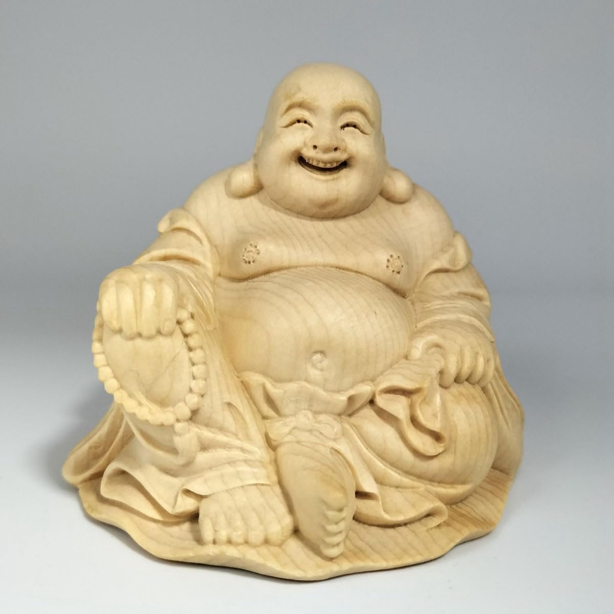 木彫り 像 布袋様 小さな 置物 7cm 桧木製 七福神の置物 仏像 可愛い 布袋さんの置物 布袋様 金運
