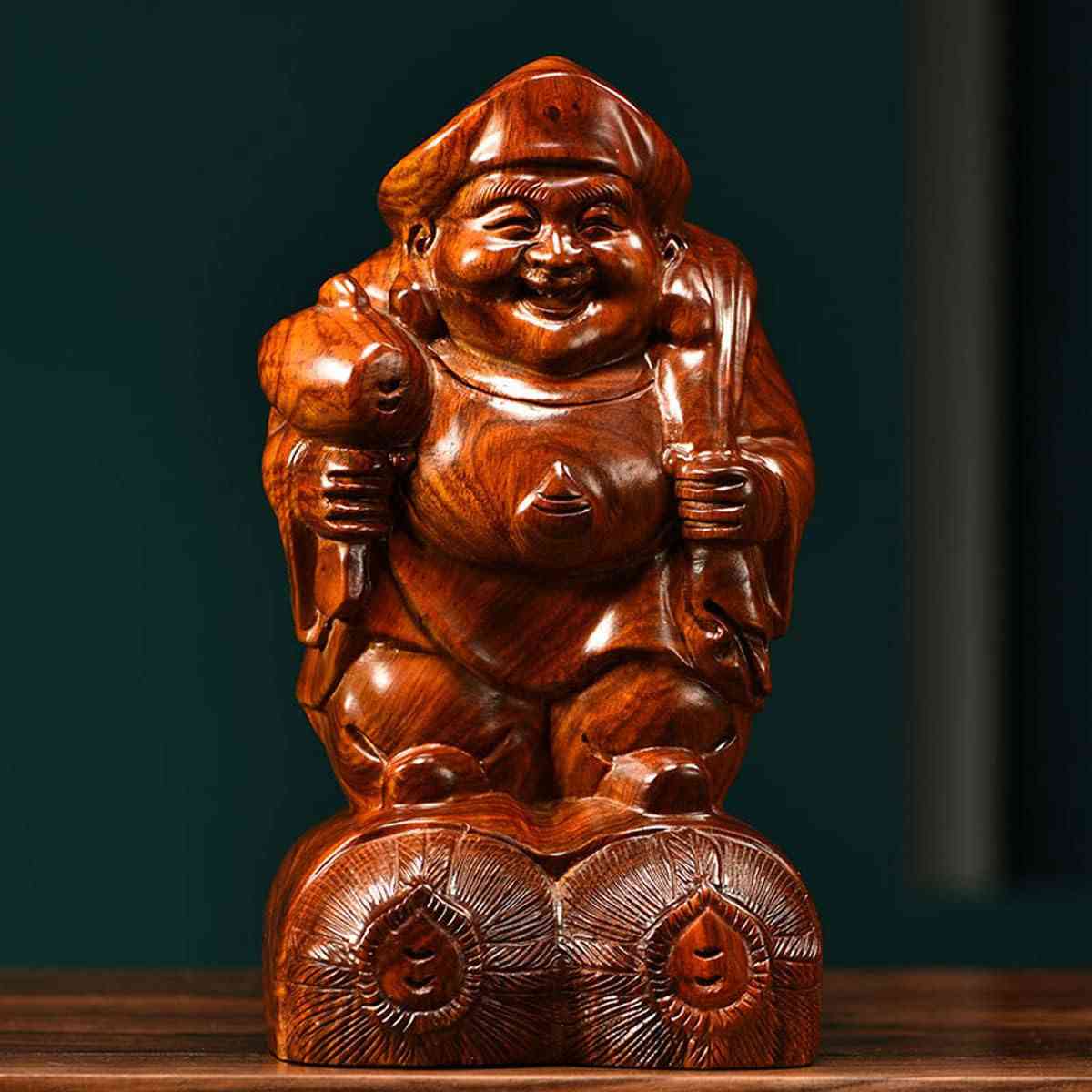 仏像 木彫り 七福神・大黒天 木像 木製フィギュア 黄花梨 商売繁盛 無病息災 福徳 福運 厄除け (高さ20 cm)