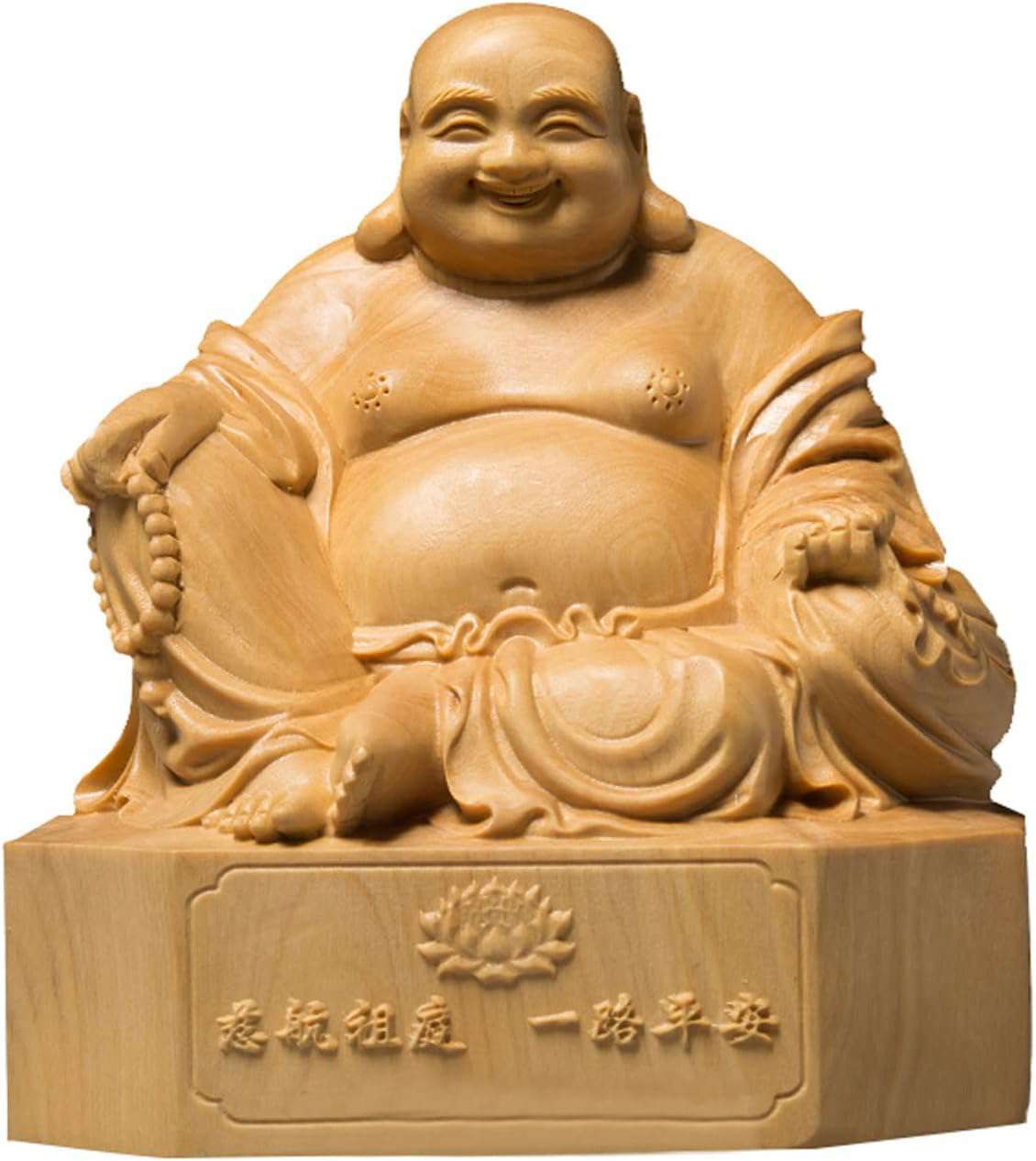 開運七福神 布袋 様 布袋様の置物 高級天然ツゲ木彫り 仏像 置物 木彫り 布袋様 (Size:高さ7.5cm)