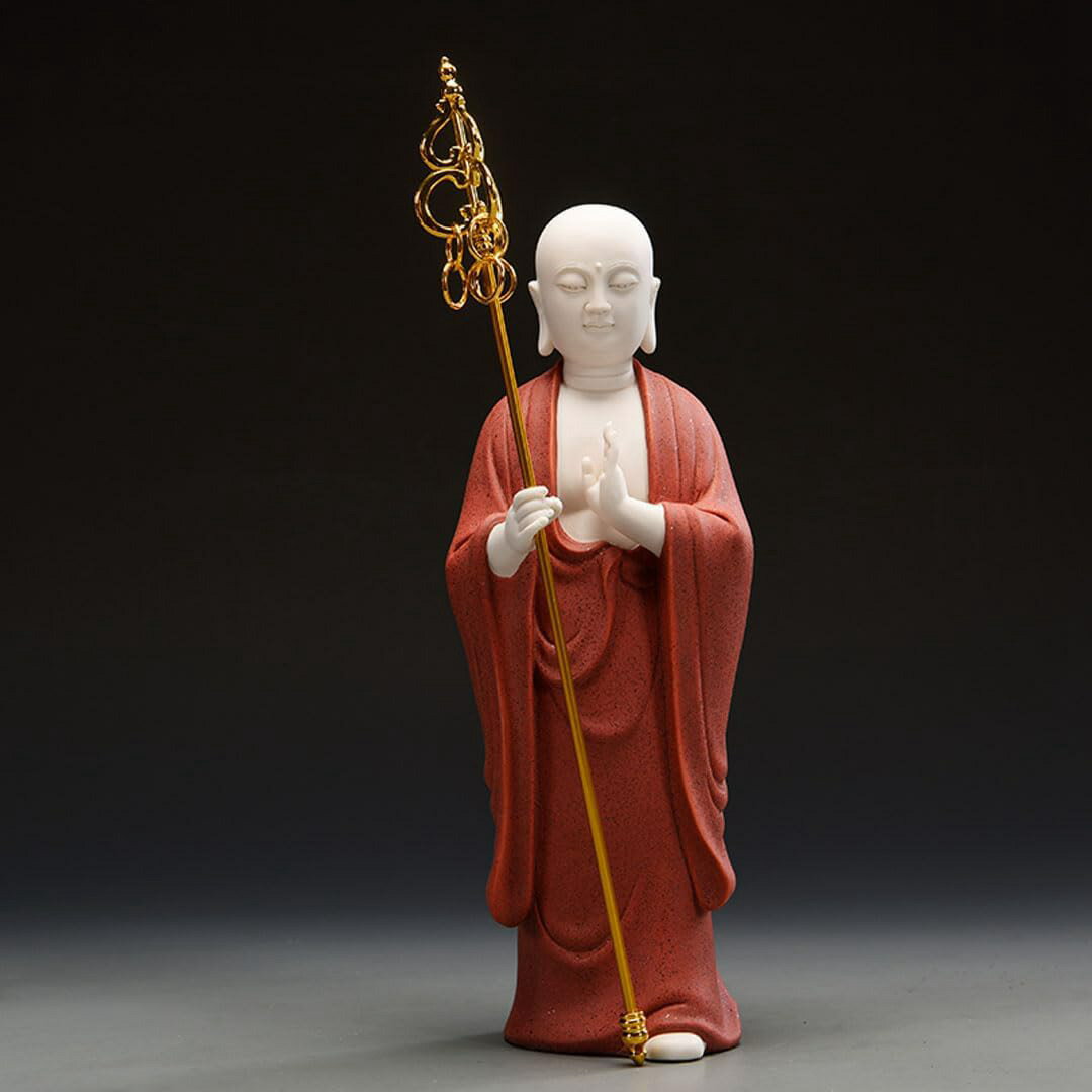 仏像 かわいい 癒しのお地蔵さん 置物 30cm 陶器製 お地蔵様 守り神 小型置物 祈り (B)