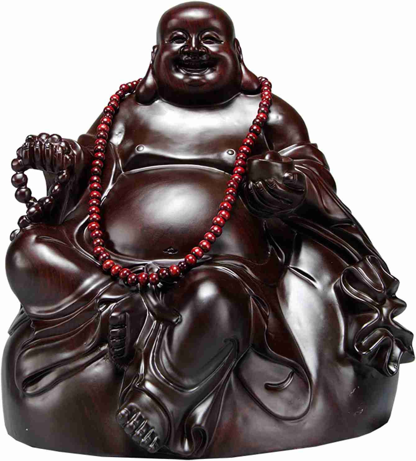 七福神 置物 布袋 高級天然 黒檀 布袋様 置物 金運 お守り(Size:高さ30cm)