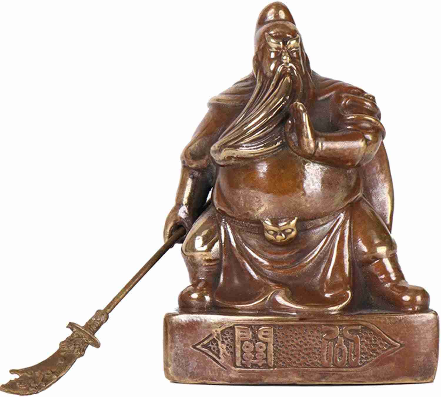 銅製 関羽像 置物 三国志 関羽 雲長 武財神 青龍偃月刀 フィギュア コレクション 商売繁盛 財運 開運 お守り