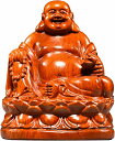 仏像 木彫り 七福神 布袋 様 布袋さんの置物 木像 木製フィギュア 黄花梨 花梨木 高級天然カリン材 布袋様 置物 金運 お守り(Size:高さ15cm)