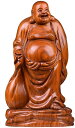 仏像 木彫り 七福神 布袋 様 布袋さんの置物 木像 木製フィギュア 黄花梨 花梨木 高級天然カリン材 布袋様 置物 金運 お守り(Size:高さ15 cm)