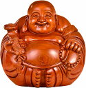 仏像 木彫り 布袋様 置物 木像 木製フィギュア 黄花梨 花梨木 高級天然カリン材 金運 お守り(Size:10cm)