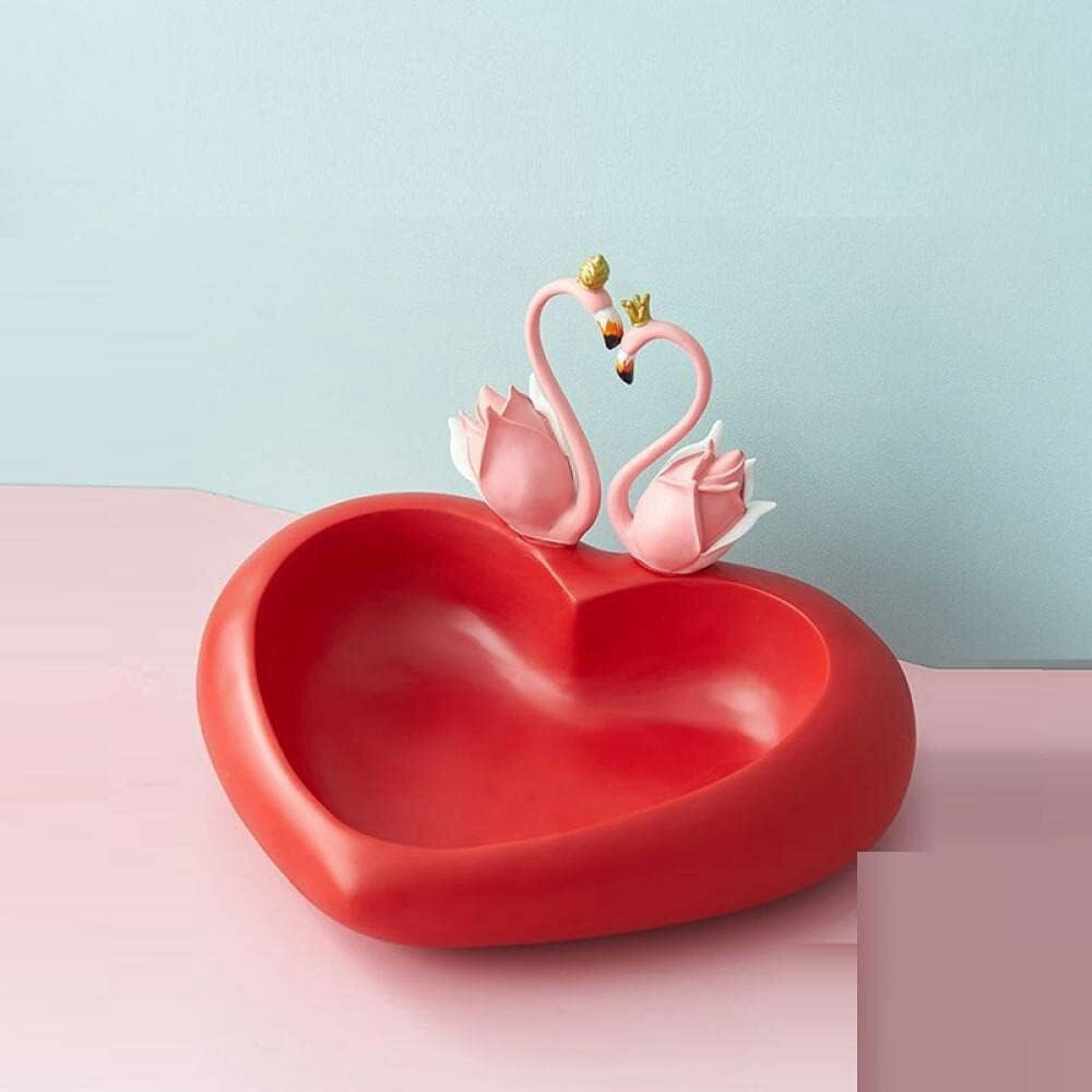 卓上装飾 レジンスワン置物ハート型デスクオーガナイザー収納ボックス