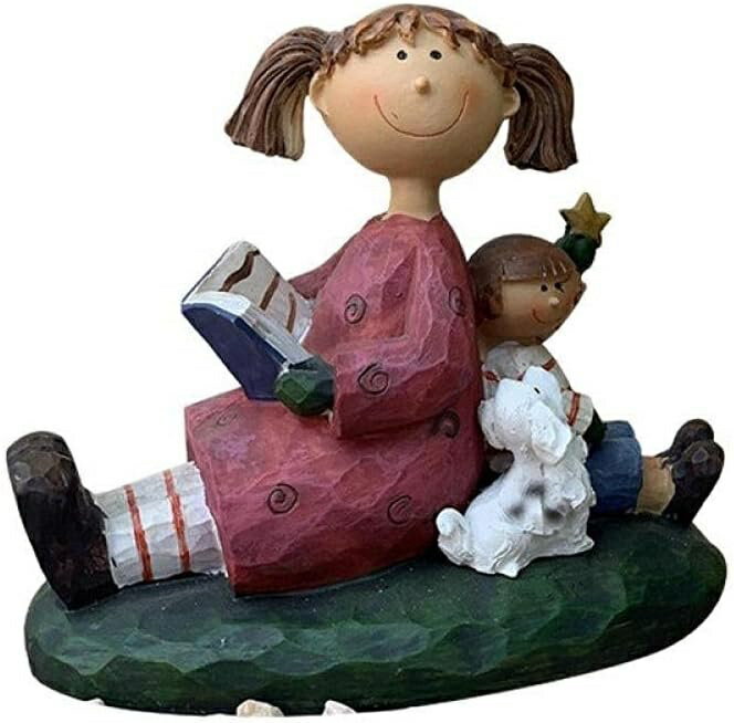 立像 村の庭レトロな女の子の彫刻の置物樹脂工芸品