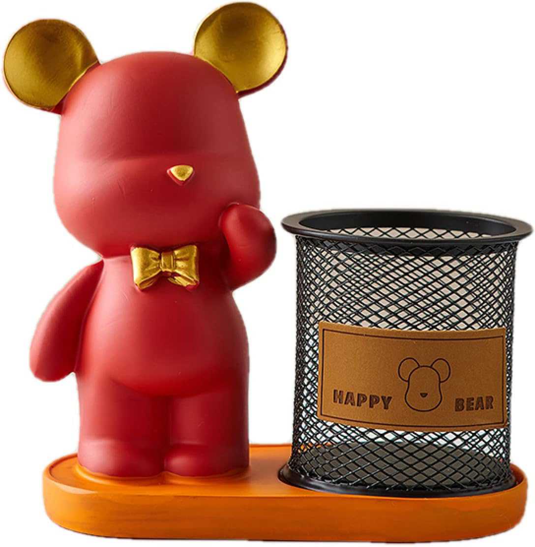 装飾置物 現代のかわいいクマの彫刻ペン像の装飾品レジンクラフト