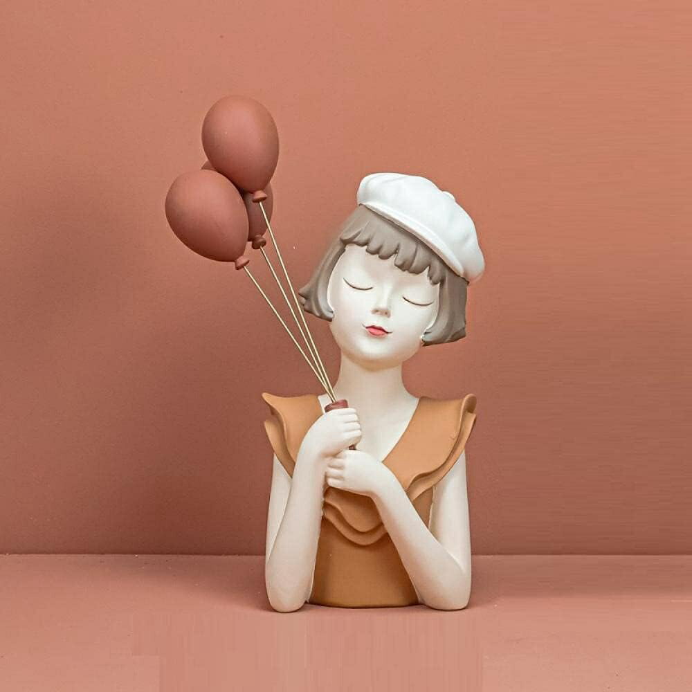 彫刻の家の装飾 風船の女の子の彫刻樹脂の置物の装飾