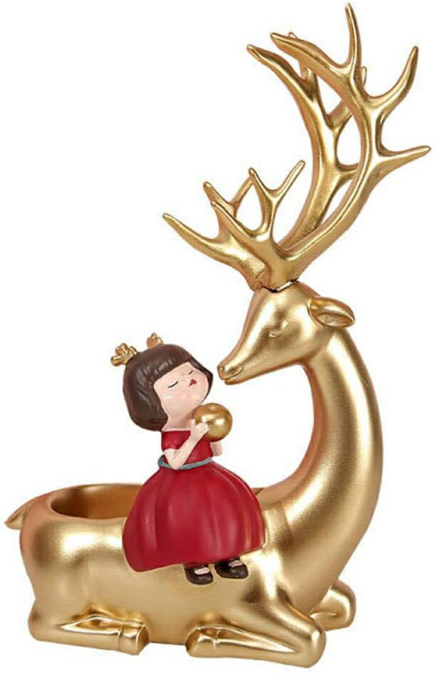 置物装飾品 動物の収納飾りの装飾小さな女の子の鹿の雑貨