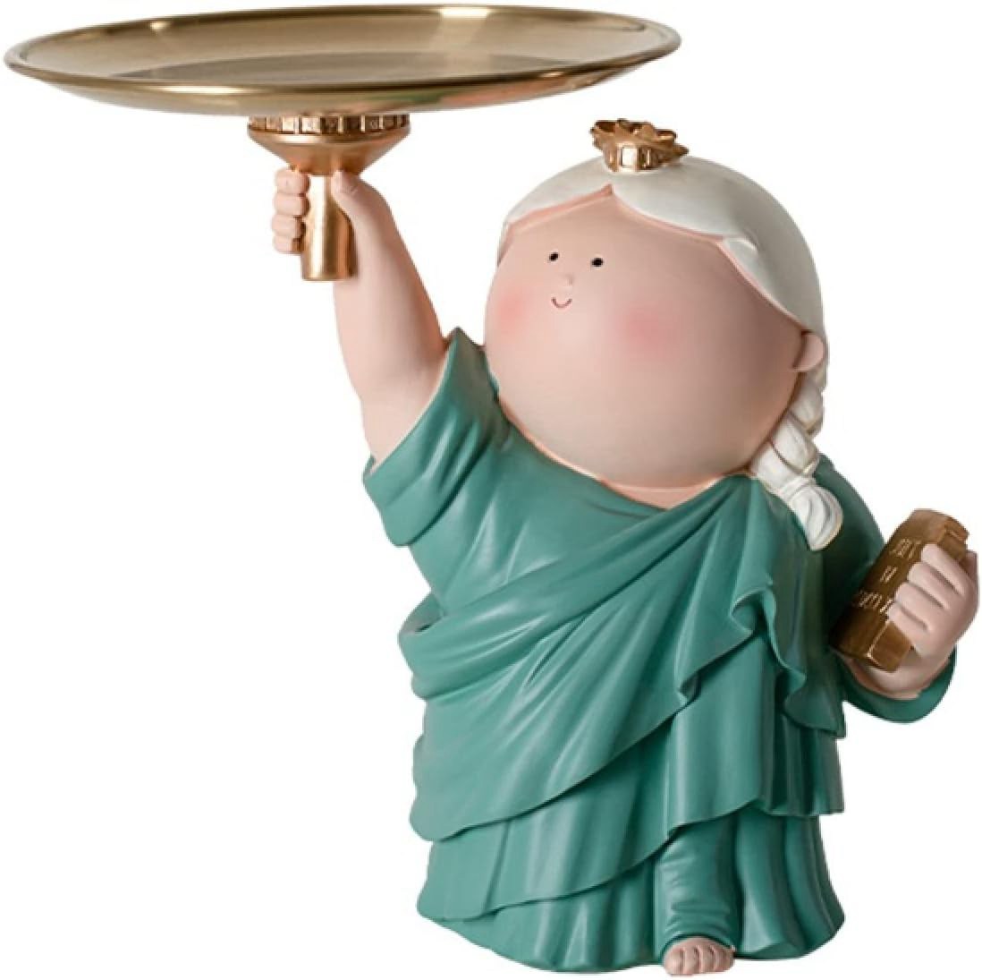 装飾置物 女性樹脂彫刻金属トレイスナックフルーツ収納装飾