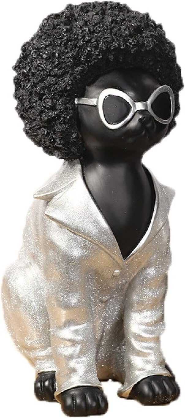 装飾像 アフロ犬の像動物の置物樹脂現代の装飾品