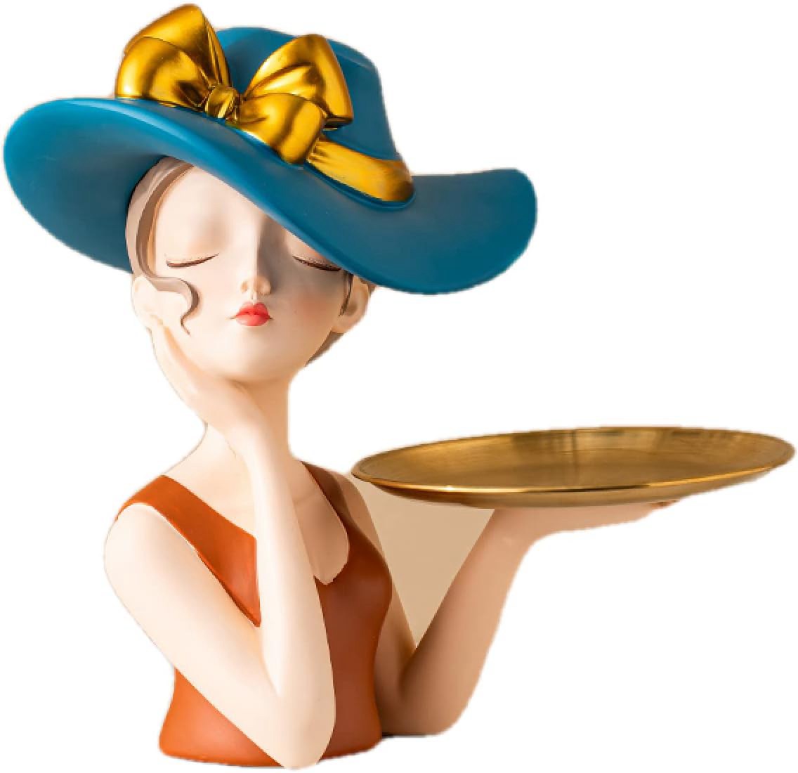 置物 現代の彫刻の装飾ゴージャスな女の子の樹脂の彫像の置物