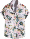アロハシャツ メンズ ビーチシャツ 夏 半袖シャツ ・量 上着 花柄シャツ ヤシの木柄 ハワイ風 プリントシャツ 速乾 通気 超軽量 総柄プリント 温泉 旅行 おしゃれ 快適な 柔らかい かっこいい