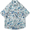 半袖シャツ メンズ 花柄シャツ カップル カジュアルシャツ ビーチシャツ ハワイアン 原宿風 総柄 おしゃれ 薄手 日焼け止め 夏服 ゆったり 汗染み防止 速乾 ストリート 通気性 リゾート お祭り