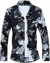 ハワイアンシャツ アロハシャツ 花柄シャツ 開襟シャツ 長袖 メンズ スリム 細身 大きいサイズ 薔薇 フラワー ジャケットシャツ 薄め コート カジュアル ファッション 軽薄 個性的 お洒落 羽織