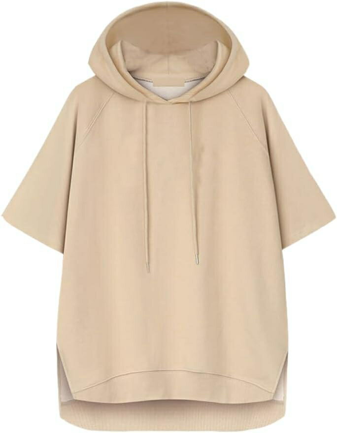 パーカー tシャツ レディース 半袖 カットソー 半袖パーカー プルオーバー 女性用 スウェット フード付き スリット ゆったり 通気吸湿 大きいサイズ S〜6...