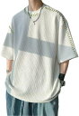 カットソー Tシャツ メンズ 半袖 ゆったり 半袖Tシャツ クルーネック プルオーバー 男女兼用 ワッフル 柔軟通気 個性 夏服