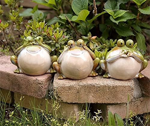 かわいい カエル 貯金箱 見ざる 言わざる 聞かざる セット カエル 置物 セラミック製 工芸品 手作り ガ..