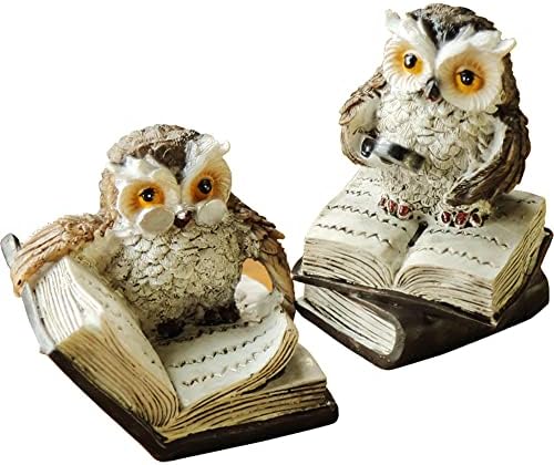 ガーデンオーナメント フクロウ 置物 2点セット ガーデニング オブジェ ガーデン フクロウの置物 樹脂製 インテリア 庭 オブジェ 屋外 玄関 階段 出窓 プ...