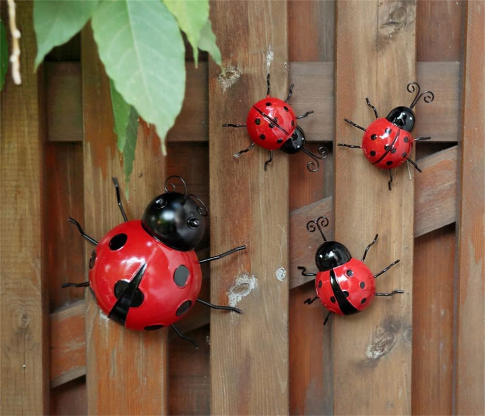 ガーデンオーナメント てんとう虫 置物 4点セットガーデニング オブジェ ガーデン インテリア 庭 オブジェ 屋外 玄関 階段 出窓 プレゼント