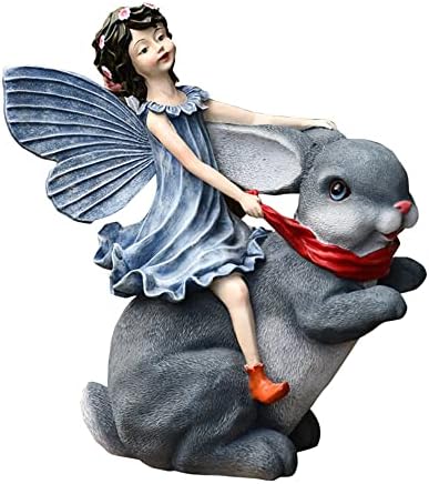 ガーデンオーナメント天使とうさぎ 置物 ガーデニング 雑貨 ガーデンオブジェ セメント樹脂 飾り インテリア アウトドア 部屋 庭 デコレーション おしゃれなデ...