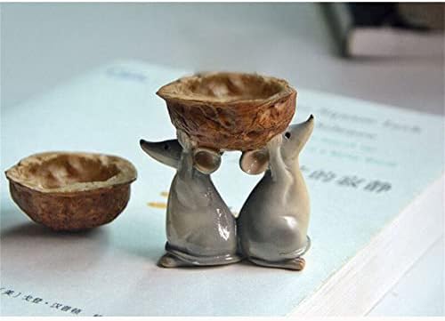 ガーデンオーナメント ねずみ 置物 樹脂 庭装飾 ガーデニング雑貨 鉢植え オブジェ おしゃれ インテリア雑貨 かわいい ガーデン 玄関 お庭 飾りに ねずみ グッズ (クルミとネズミ)