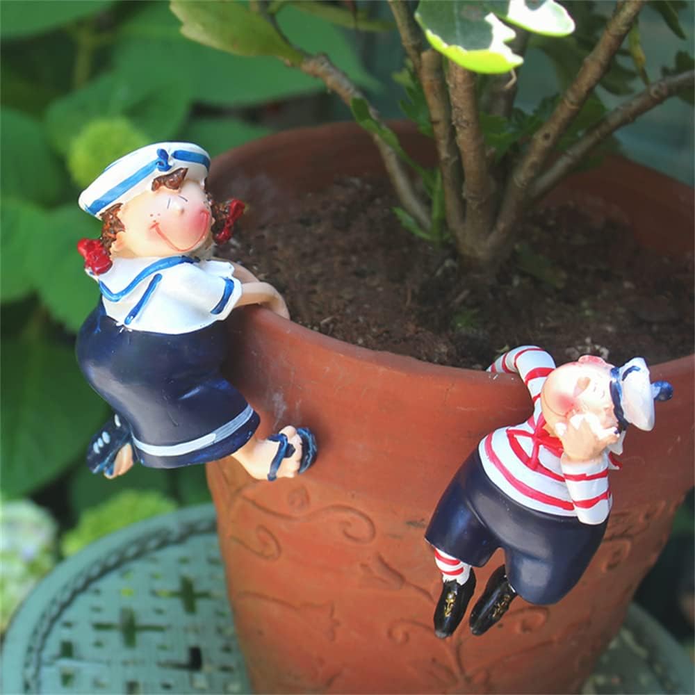ガーデンオーナメント セーラー 置物 2点セット おしゃれ ガーデニング雑貨 ガーデンオブジェ 飾り 樹脂 インテリア アウトドア 部屋 庭 デコレーション プレゼント