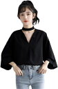 レディース Tシャツ 七分袖 シフォン ブラウス Vネック ゆったり カットソー トップス 首かけ デザイン シャツ 無地 通勤 オフィス ファッション オシャ...