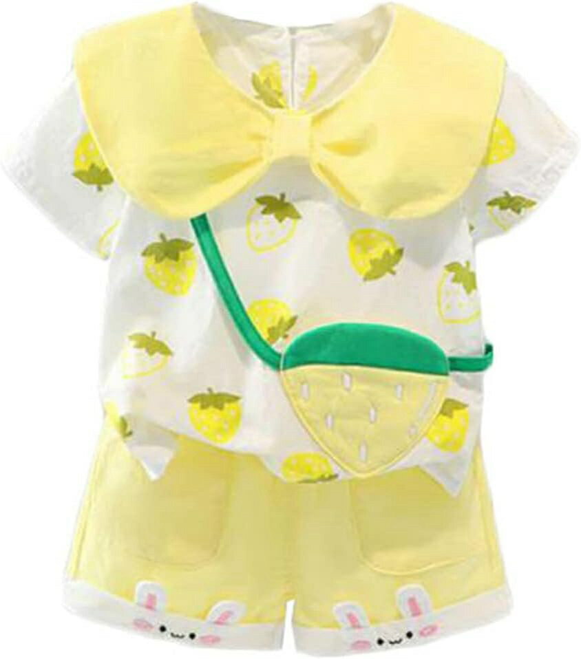 ガールズ 上下セット 半袖 短パン 赤ちゃん 2点セット 苺プリント tシャツ ショートパンツ 夏 可愛い 洋服 ジュニア 通園 子供服 カットソー ファッション
