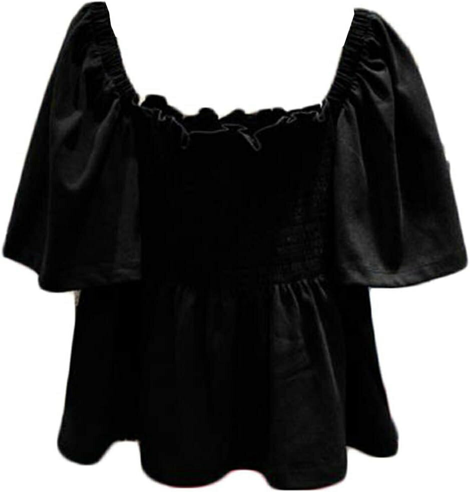 レディース Tシャツ 韓国 トップス 半袖 夏 キャザー パフスリーブ フレンチシャツ フリルtシャツ サマー スキッパーシャツ オシャレ ファッション