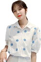 レディース シャツ 半袖 トップス 夏服 シフォン カットソー 花柄 プリント オープンtシャツ 気質 オシャレ ファッション