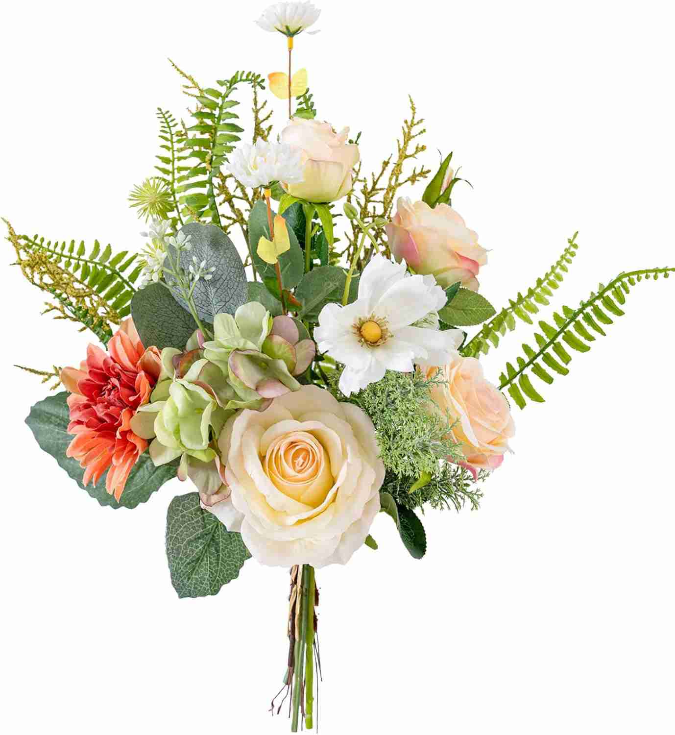造花 ブーケ ウェディング インテリア 花束 大きい フェイクフラワー アーティフィシャルフラワー 前撮り 壁掛け 結婚式 バラ オレンジ