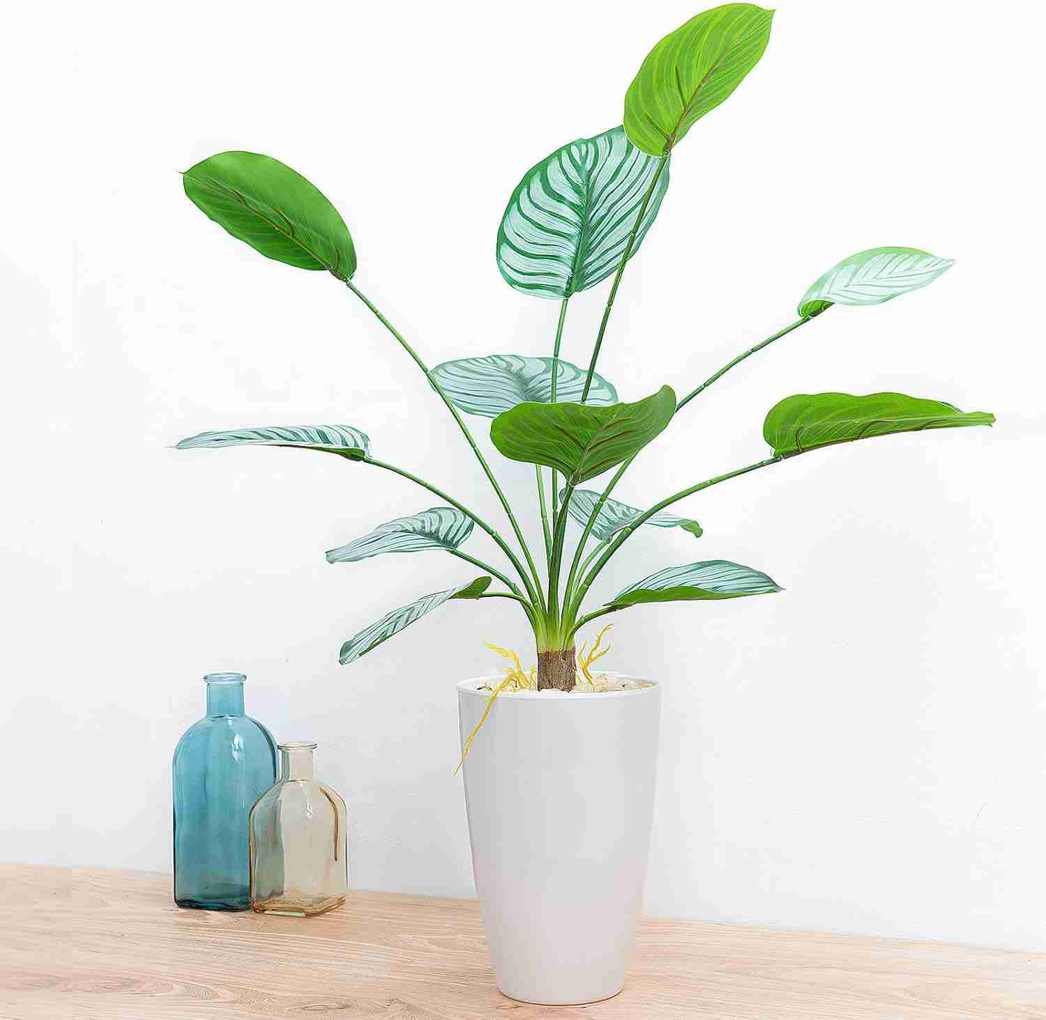 フェイクグリーン 人工観葉植物 高さ65CM 白丸ポット 鉢付き おしゃれ 造花 インテリア 雑貨 消臭 抗菌効果 世話いらず 水やり不要 玄関 オフィス ホーム ホテル デコレーション ギフト向け