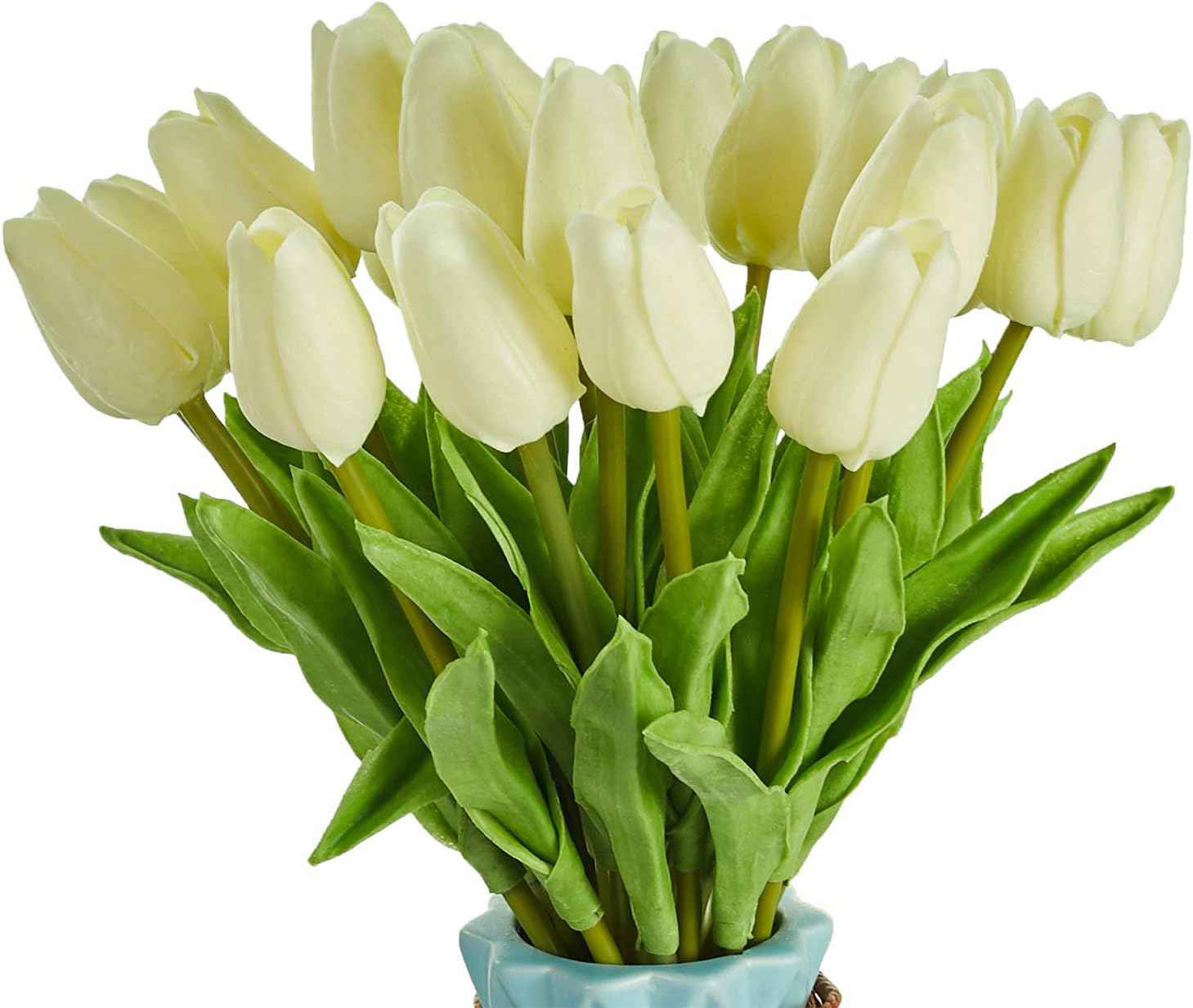 造花 枯れない花 チューリップ 造花 インテリア ギフト 大切な人へ感謝の気持ちを伝える 花束 インテリア造花 アートフラワー 20本 ホワイト 家、事務所、店、喫茶店、結婚式、パーティーなど様々の応