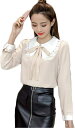 レディース レース スプライス 長袖tシャツ プルオーバー シフォン シフォンブラウス 蝶結び 長袖 春服 トップス オシャレ ラペル 可愛い 森ガール 18-24歳 ファッション