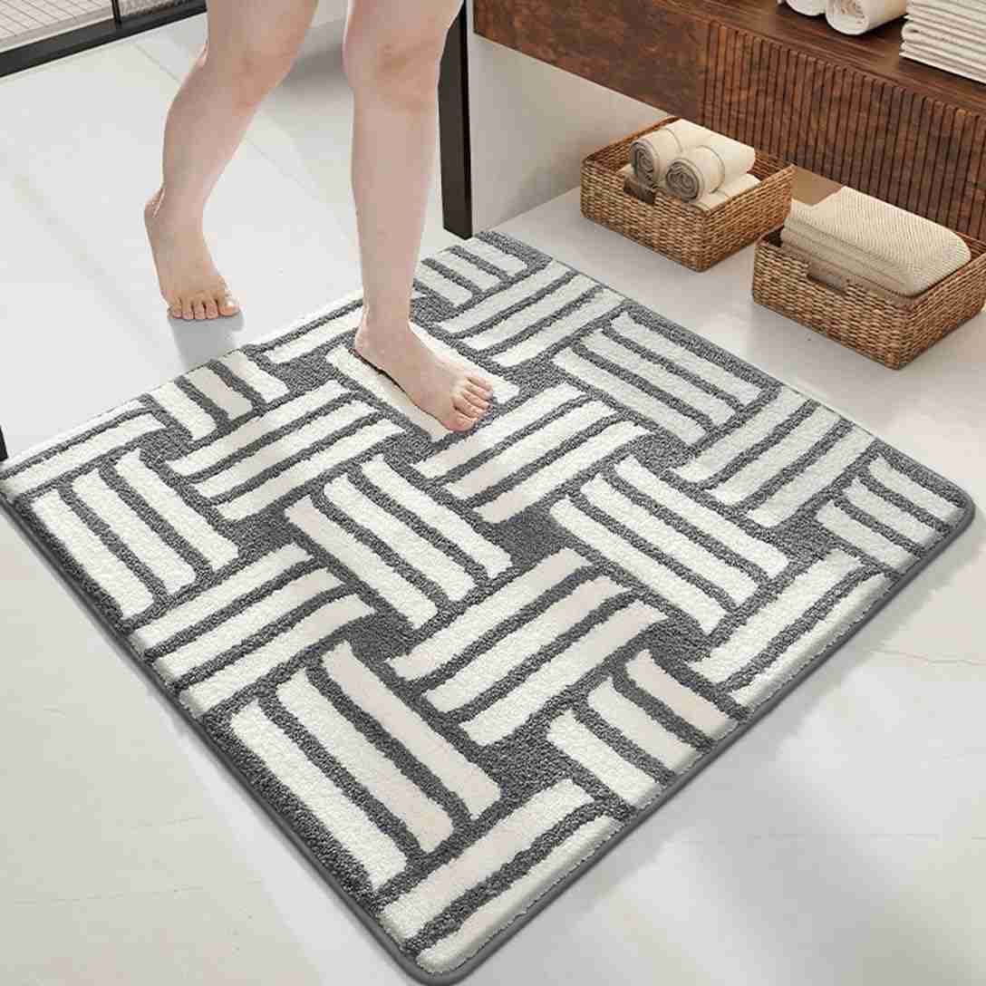 バスマット お風呂マット 浴室マット 足拭きマット 玄関マット 厚手 速乾 吸水 洗える 滑り止め 防臭抗菌 大判 おしゃれ フワフワ 柔らかい ファション ソフト踏み心地 キッチン 洗面所 エントラ
