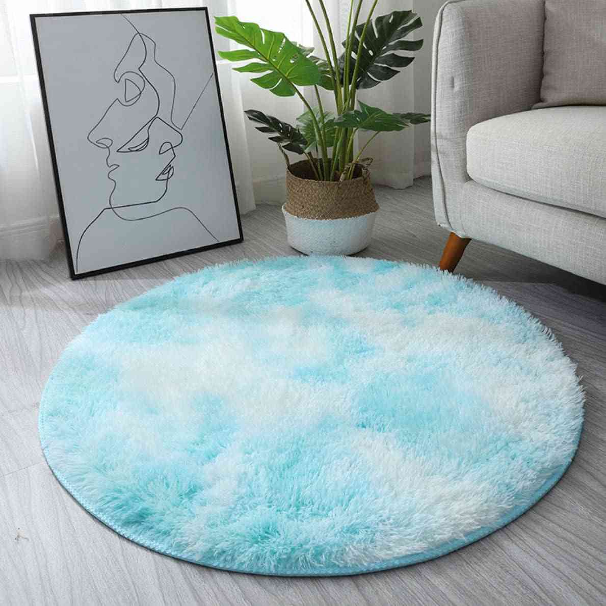 ラグ ラグマット 水色 マット 洗える 円形 リビング ふわっと手触り 部屋 室内 抗菌 ホットカーペット 床暖房対応 オールシーズン シャギーラグ 滑り止め付 洗えるラグ 防ダニ 洗濯可 絨毯 80