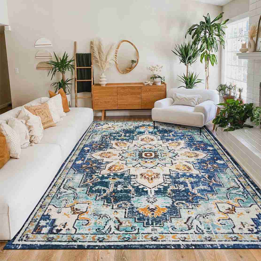 ラグマット ペルシャラグ 2畳 花柄 ペルシャ風 カーペット エスニック アンティーク風 デザイン03 おしゃれ 北欧 滑り止め付き チェアマット オールシーズン 春 夏 秋 50*80 冬 インテリ