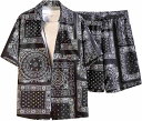 アロハシャツ メンズ 花柄 半袖 セットアップ 半袖シャツ ショートパンツ 2点セット ビーチシャツ ハワイシャツ 上下セット カジュアル おしゃれ 春夏服 大きいサイズ 通気性